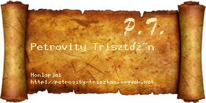 Petrovity Trisztán névjegykártya